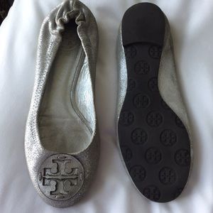 Tory Burch Silver Ballet Flats